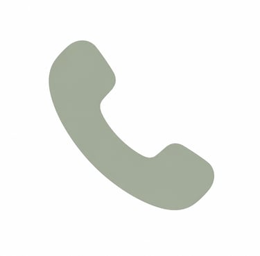 Minimalist sage green telephone handset icon isolated on white background for contact us symbol.