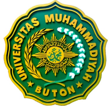 Official green and gold circular emblem of Universitas Muhammadiyah Buton featuring Islamic symbols and calligraphy.
