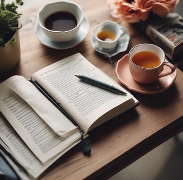 A journal and a cup of tea