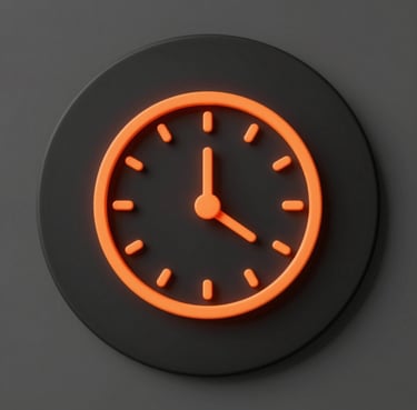 Minimalist lime green clock icon on a circular black background representing time management.