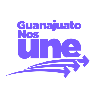 Oficial Guanajuato Nos Une logo morado con tres flechas