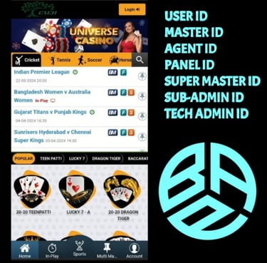 ONLINE CRICKET BETTING ID AVAILABLE DL MDL SMDL MASTER ID SUPER MASTER ID ADMIN ID AVAILABLE 