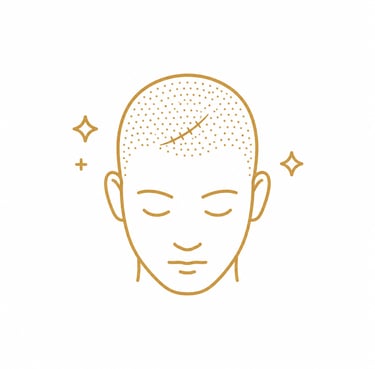 icône camouflage des cicatrices du scalp par micropigmentation cehez Medi Kiss Dermaclinic à Bruxell