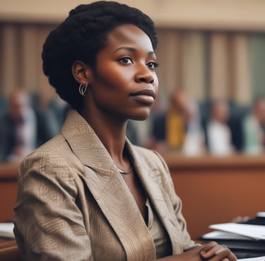 Portrait of a confident professional woman smiling in an office setting.