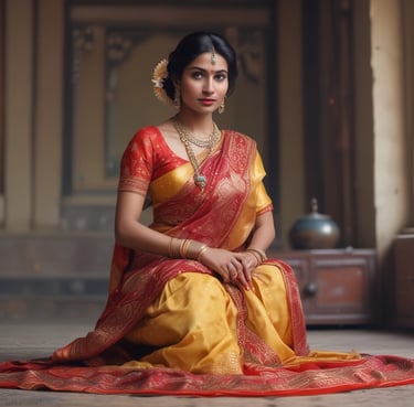 A cheerful woman holding her personalized jute tote bag with a visible monogram and attached makeup bag.