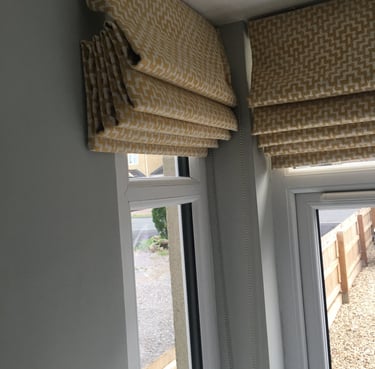Customers bay blinds with cascading folds