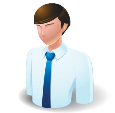 Professional man avatar icon with dark hair wearing blue shirt and tie