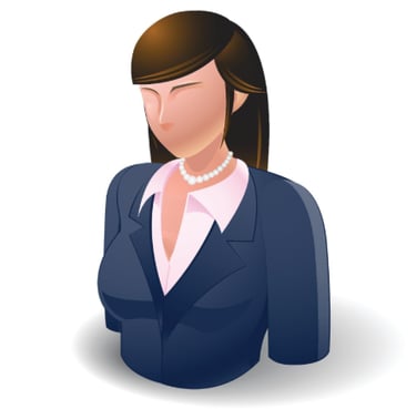 Professional woman avatar icon with brown hair in navy business blazer