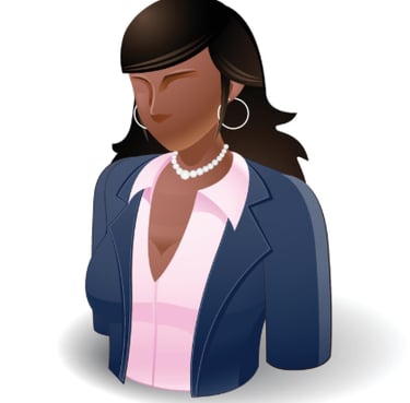 Professional woman avatar icon with dark hair in business suit