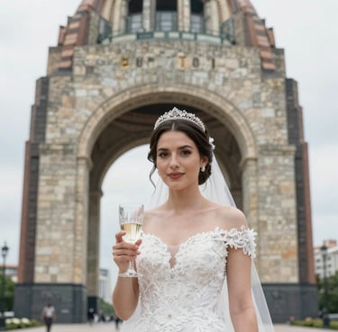 A lively outdoor party scene with guests enjoying colorful cocktails served from a stylish mobile bar.