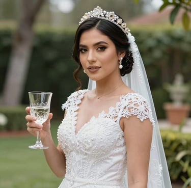 A lively outdoor party scene with guests enjoying colorful cocktails served from a stylish mobile bar.