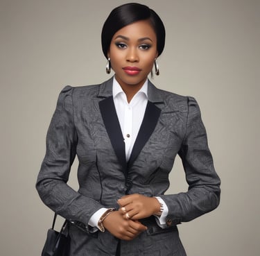 Smiling businesswoman shaking hands with a client in a modern office setting.