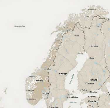 map of Norway and surrounding countries 