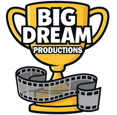 Logo Big Dream Productions - coppa d’oro con pellicola cinematografica, videomaking sportivo e story