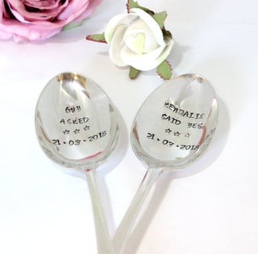 Personalised spoons. Messages hand stamped into the bowl of the spoon