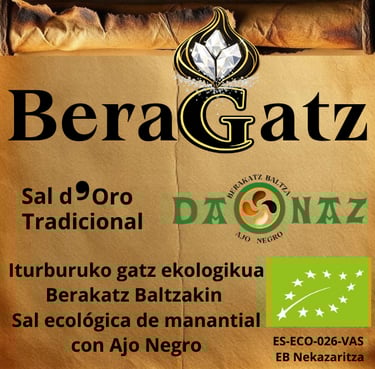 Sal de Oro Beragatz de manantial con ajo negro artesano