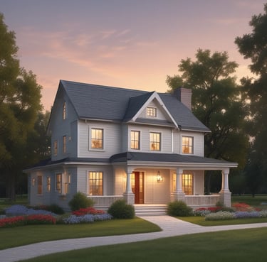 A row of three connected buildings, each with distinct architectural styles. The central building is painted bright green with a sign indicating a location for lease. It has four windows, and graffiti is visible at the top. To the left is a red brick building with two recessed windows, while the right building is white with a display window featuring a 'SALE' sign. A street runs in front of the buildings with a visible sidewalk.