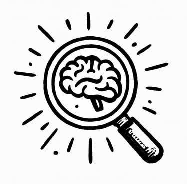 Icono de cerebro con líneas de análisis, simbolizando estudio de negocio y competencia