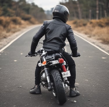 A panoramic view of a winding road through a beautiful European landscape with motorcycles riding.