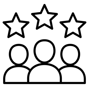 an icon of three people with stars above their heads