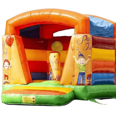 Compact springkussen voor kinderen tot 6 jaar, ideaal voor tuinfeestjes of opritten.