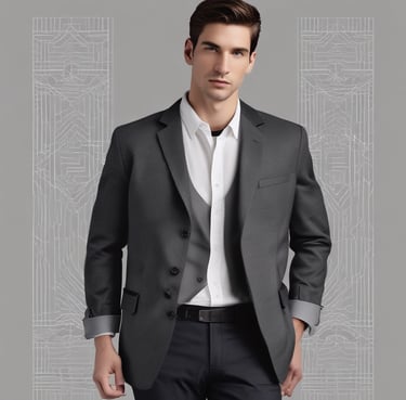 a man in a suit and tie is standing in front of a wall