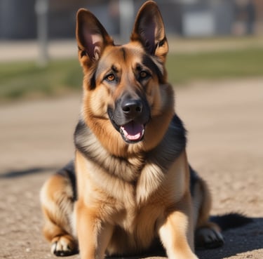 A happy dog playing fetch in a sunny park with green grass.
