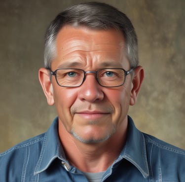 Smiling middle-aged man standing on a sunny Florida vacant land parcel.