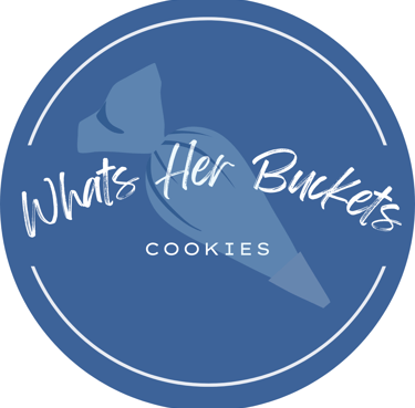 a blue and white logo with a piping bad on it