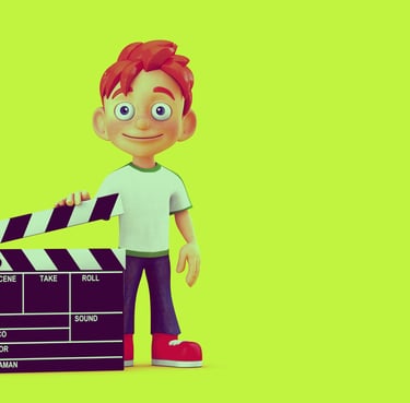 dessin de garcon tenant un clap pour annoncer des liens vidéos