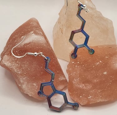 holographic earrings dopamine serotonin molecule jewelry  