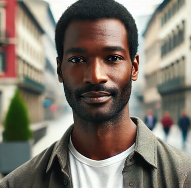 a man with a beard and a white shirt