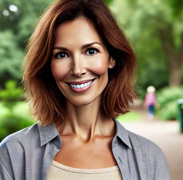 a woman with a smile on her face