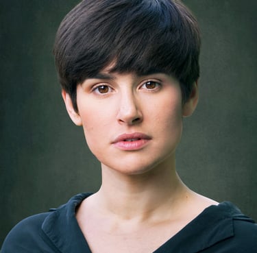 a woman with a black shirt and a black shirt