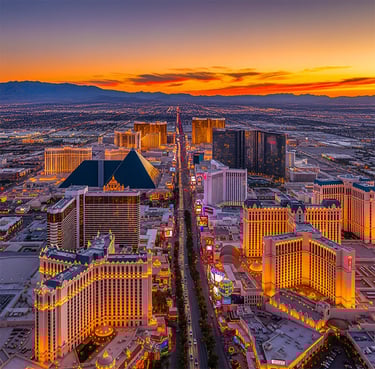 a cityscape of a city with a sunset