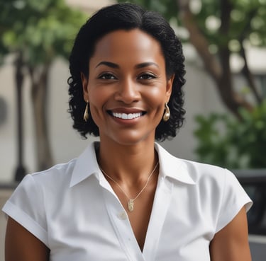Smiling woman holding a bottle of eu+leve wellness spray in a bright, natural setting