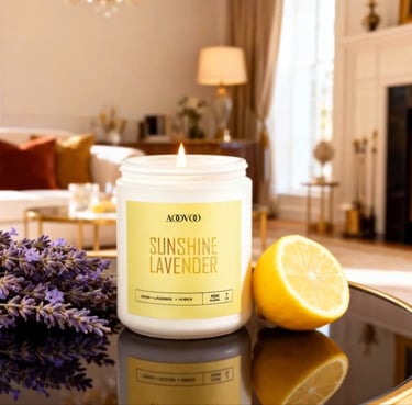 cozy scented candle set arranged on tray for relaxing evening home ambiance