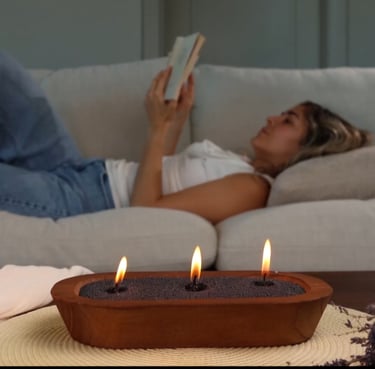 refillable sand candle with wick set up for relaxing evening lighting at home