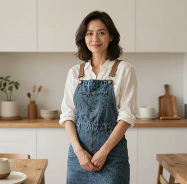 A smiling woman holding a colorful Nikki laundry pod package in a bright laundry room.