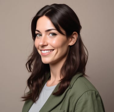 Smiling businesswoman giving a thumbs up in a modern office setting.