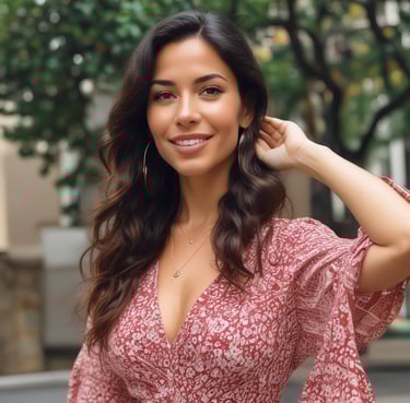 Portrait of a smiling woman in her home office with a laptop.