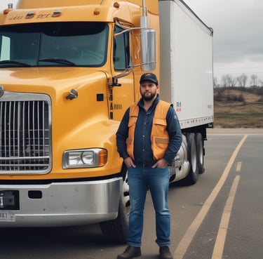 Photo of a truck driver standing next to a Bossman Ent LLC truck in Savannah.