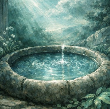 Agua circular como símbolo de contención emocional.