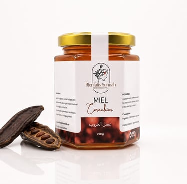 Miel de Caroubier naturel certifié ONSSA - digestion et transit - Bienfaits Sunnah