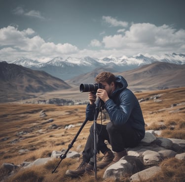 A wooden table is filled with an assortment of vintage and modern items, including a T-shirt with a colorful design, an old camera, a notebook, a wooden ampersand symbol, and various other small objects like a 'Back to School' pennant, a coaster, a wallet, and a couple of squared blocks with text on them. The objects are artistically arranged to create an interesting composition.