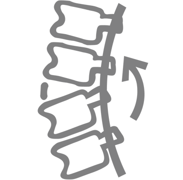 Ícono de ortopedia: columna vertebral estilizada con líneas de alineación