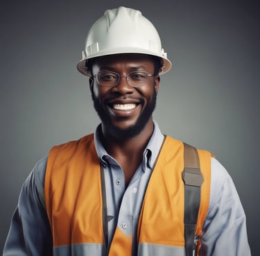 A satisfied customer standing in front of a completed construction project.