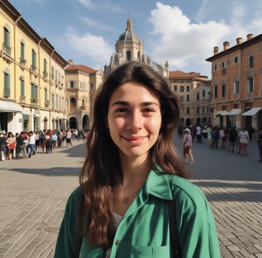 An intricately decorated sofa with colorful fabric tassels and garlands hanging above and around it. The sofa features ornate designs with two vibrant red and yellow patterned cushions. Bright vertical drapes of pink, yellow, and green fabric frame the scene, with floral and bead accents enhancing the aesthetic.