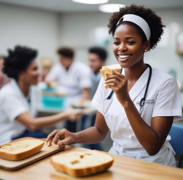 A warm loaf of freshly baked bread resting on a rustic wooden table, surrounded by a few scattered flour dust and baking tools.