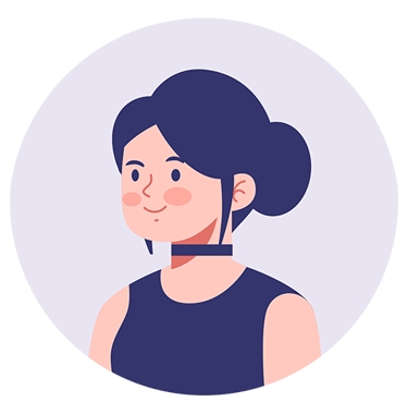 avatar de perfil de mujer sonriente con cabello oscuro recogido en un moño